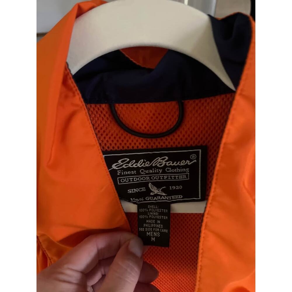 Vintage 90s Y2K Eddie Bauer Windbreaker Jacket Orange Medium Gorp Granola Coat - Picture 10 of 12